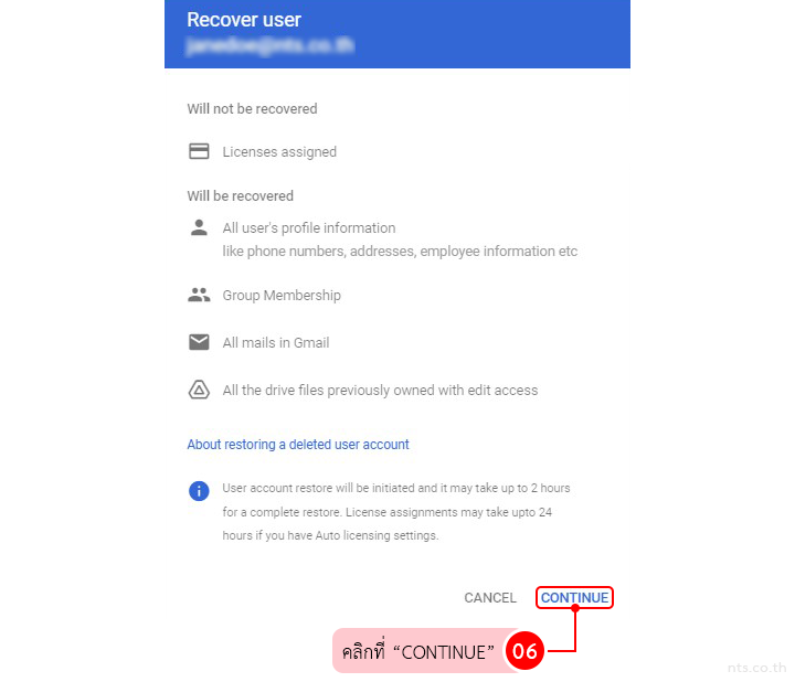 How to Recover User in Google Workspace Admin Console