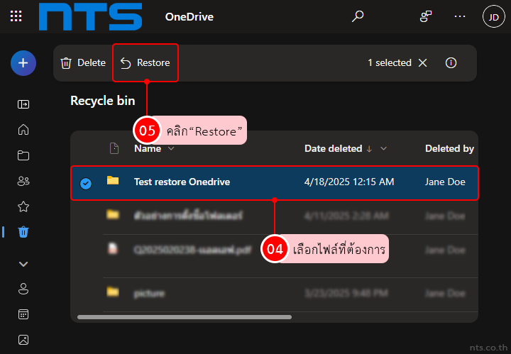 Restore Deleted Files in OneDrive