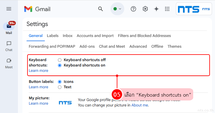 Gmail Shortcut Settings