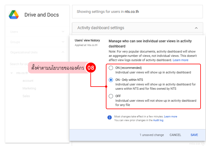 Configuring Activity Dashboard in Google Admin Console