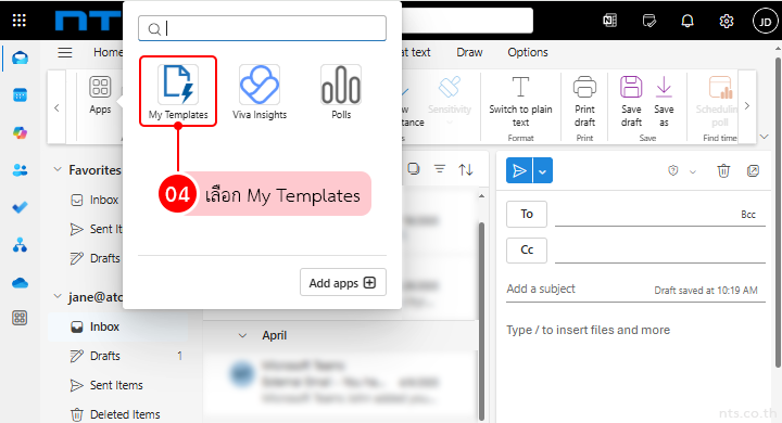 How to Create template on Outlook for web