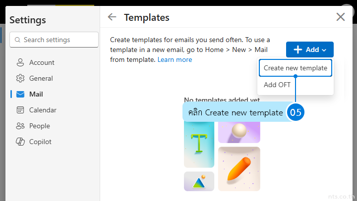 How to Create template on Outlook for web