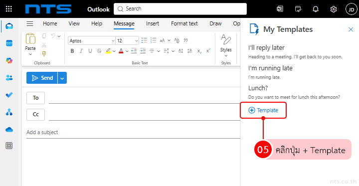 How to Create template on Outlook for web