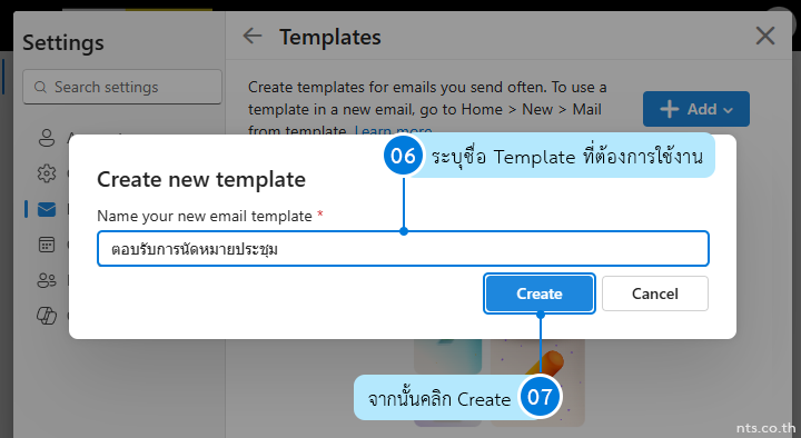 How to Create template on Outlook for web