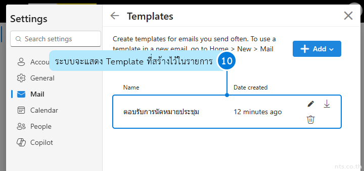How to Create template on Outlook for web