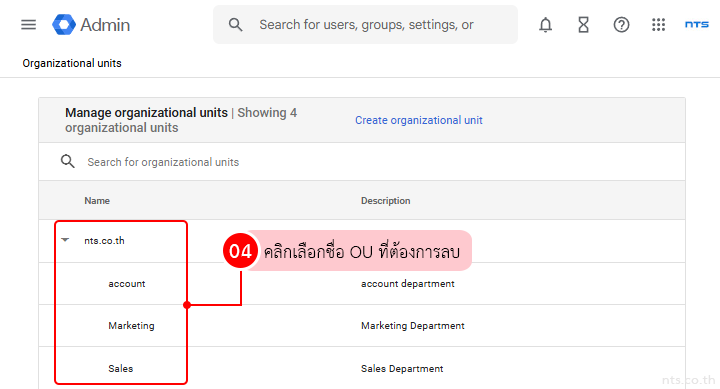 Delete organizational unit google workspace