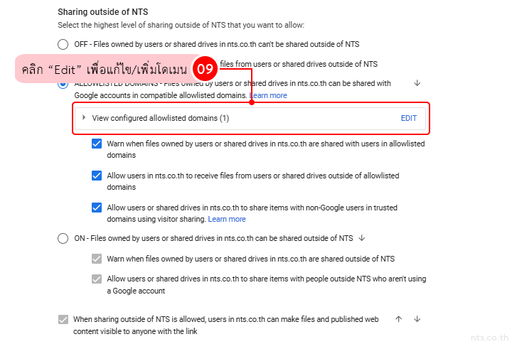 Google workspace enable allowlisted domains sharing