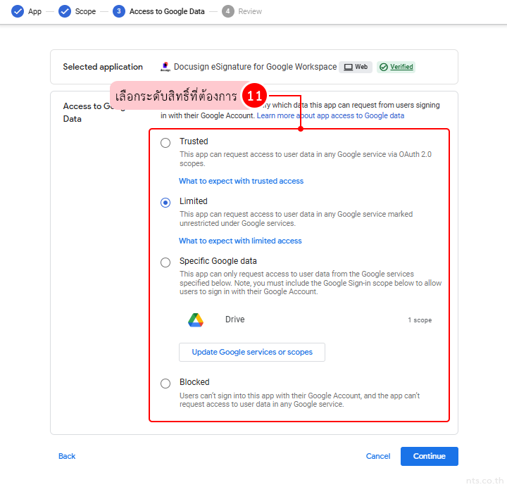 Set permissions third party apps google workspace