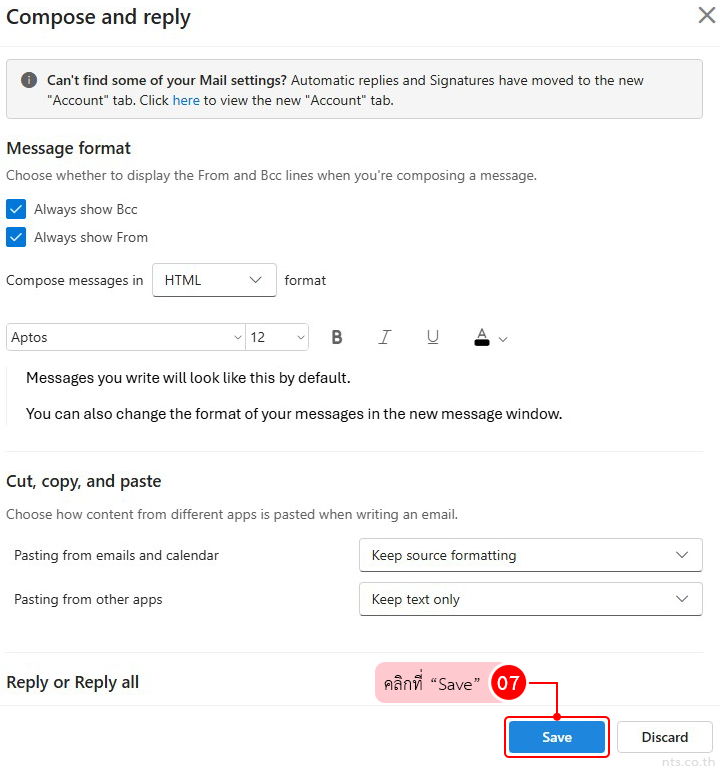 How to Set Default Paste Formatting in Outlook Web