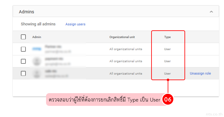 How to unassign admin role type user google workspace