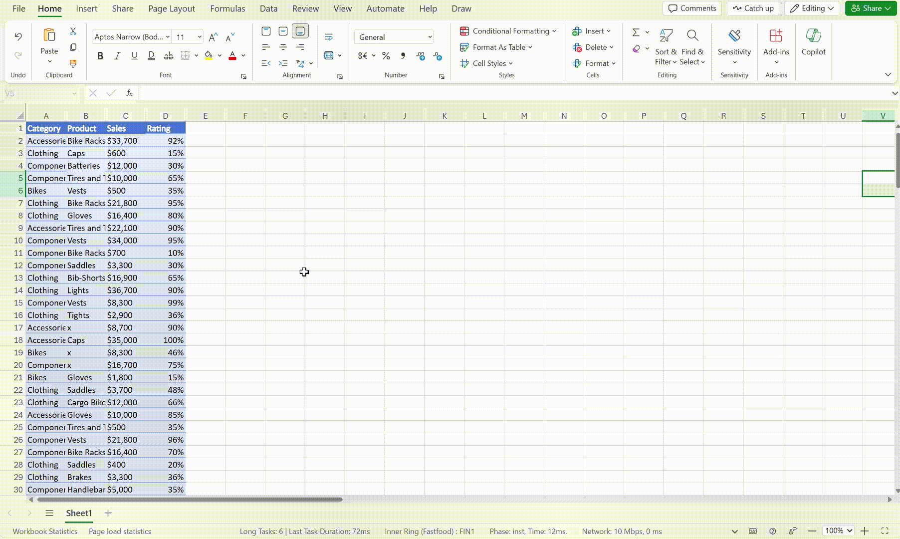 Copying and pasting improvements in Excel for the web