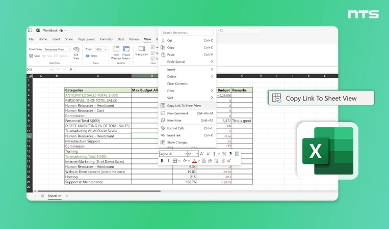 Share links to Sheet views In Excel for the web