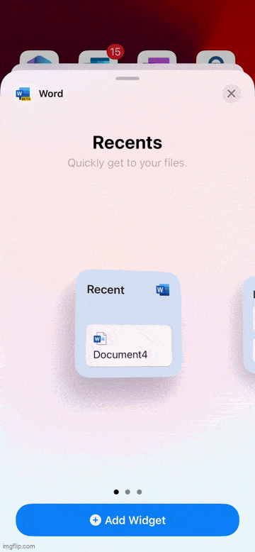 New Recent Files widgets for Word, Excel, and PowerPoint for iOS