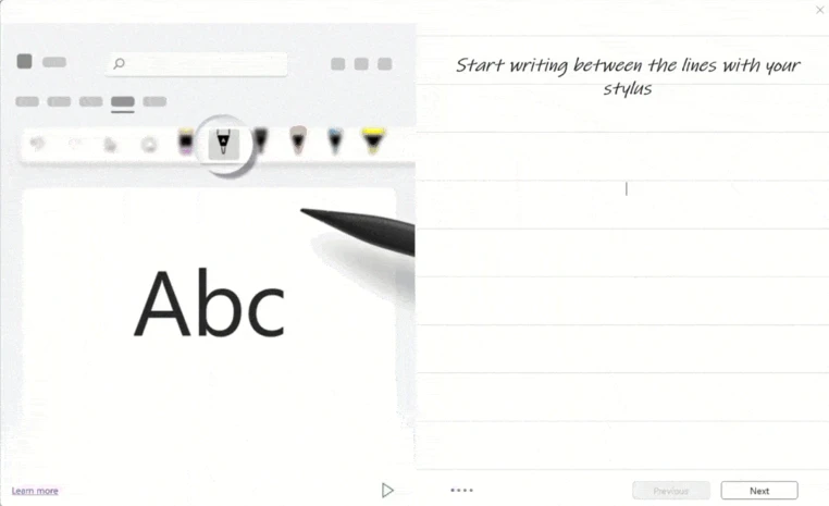 Interactive ink tutorial in OneNote