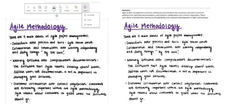 OneNote Copilot now supports inked notes