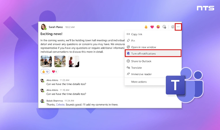 Turn notifications on or off for a post in a channel in Microsoft Teams