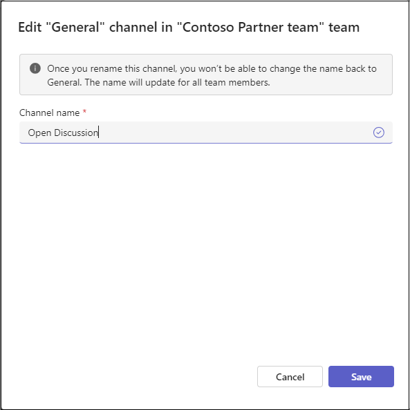 Give a custom name to the General channel in Microsoft Teams