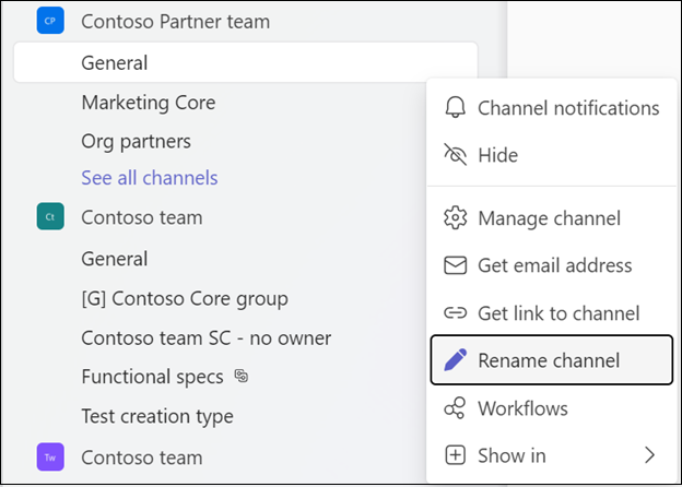 Give a custom name to the General channel in Microsoft Teams