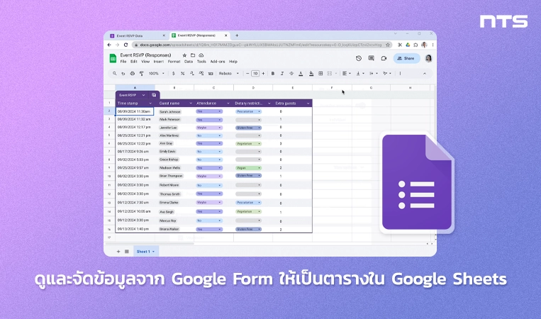 View and structure Google Form data as a table in Google Sheets