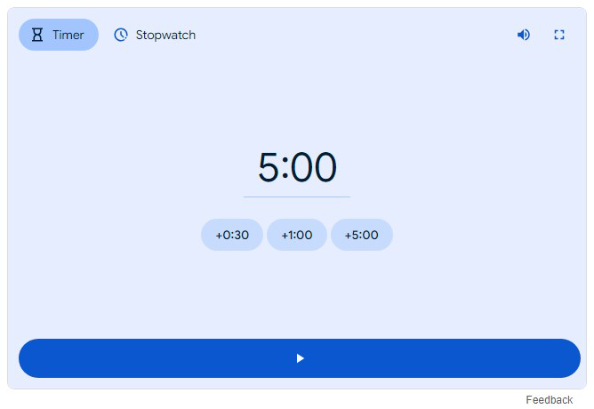 Google Search redesigns web stopwatch and timer