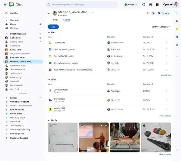 Access and sort shared files more easily in Google Chat conversations