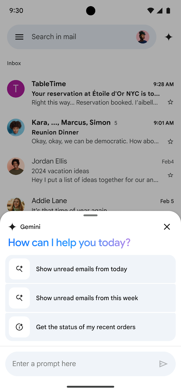 Gmail Q&A with Gemini on Android devices