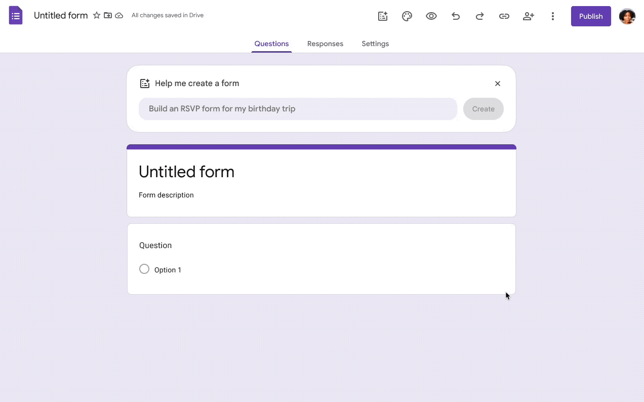 Google Forms adding Gemini powered Help me create a form