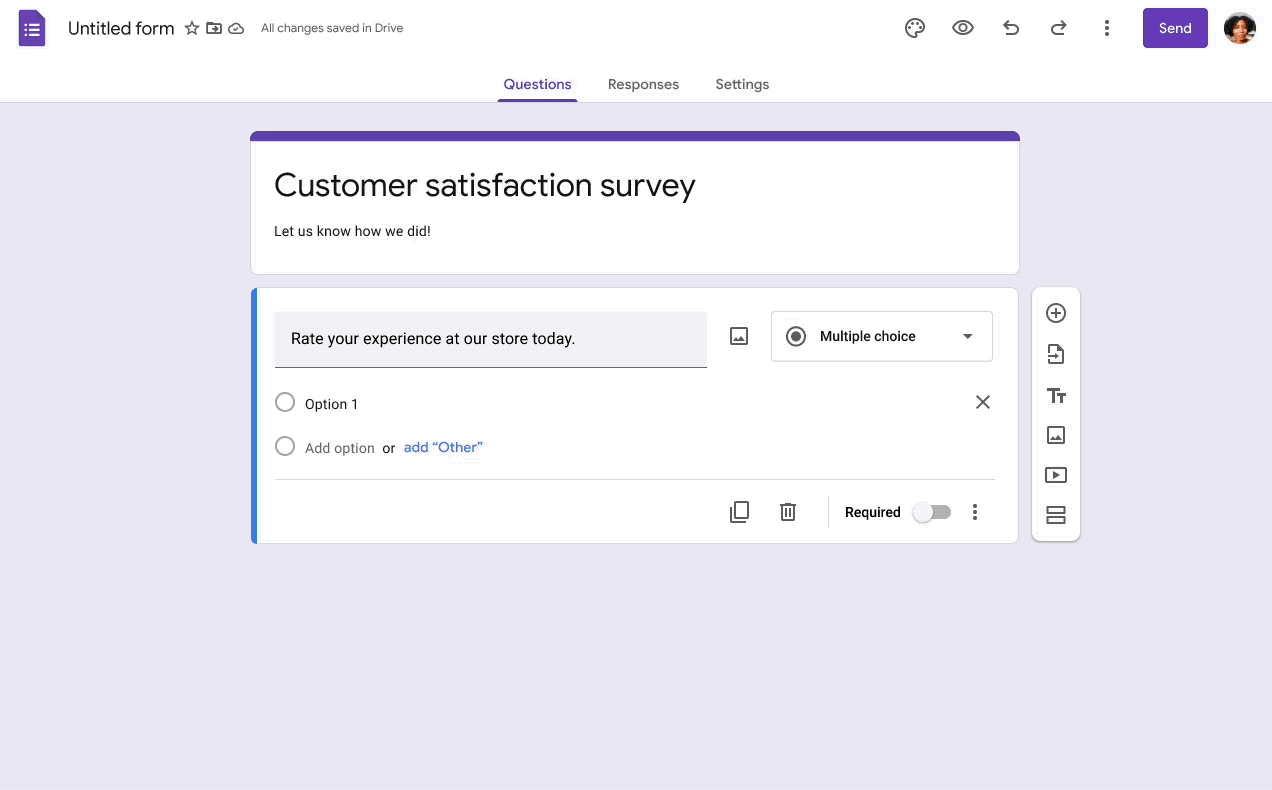 Ask responders for a rating in Google Forms