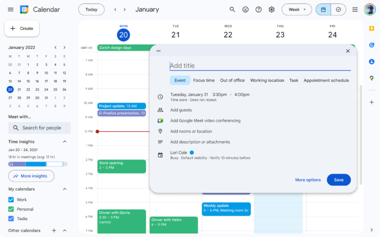 Introducing a new look and feel for Google Calendar on the web