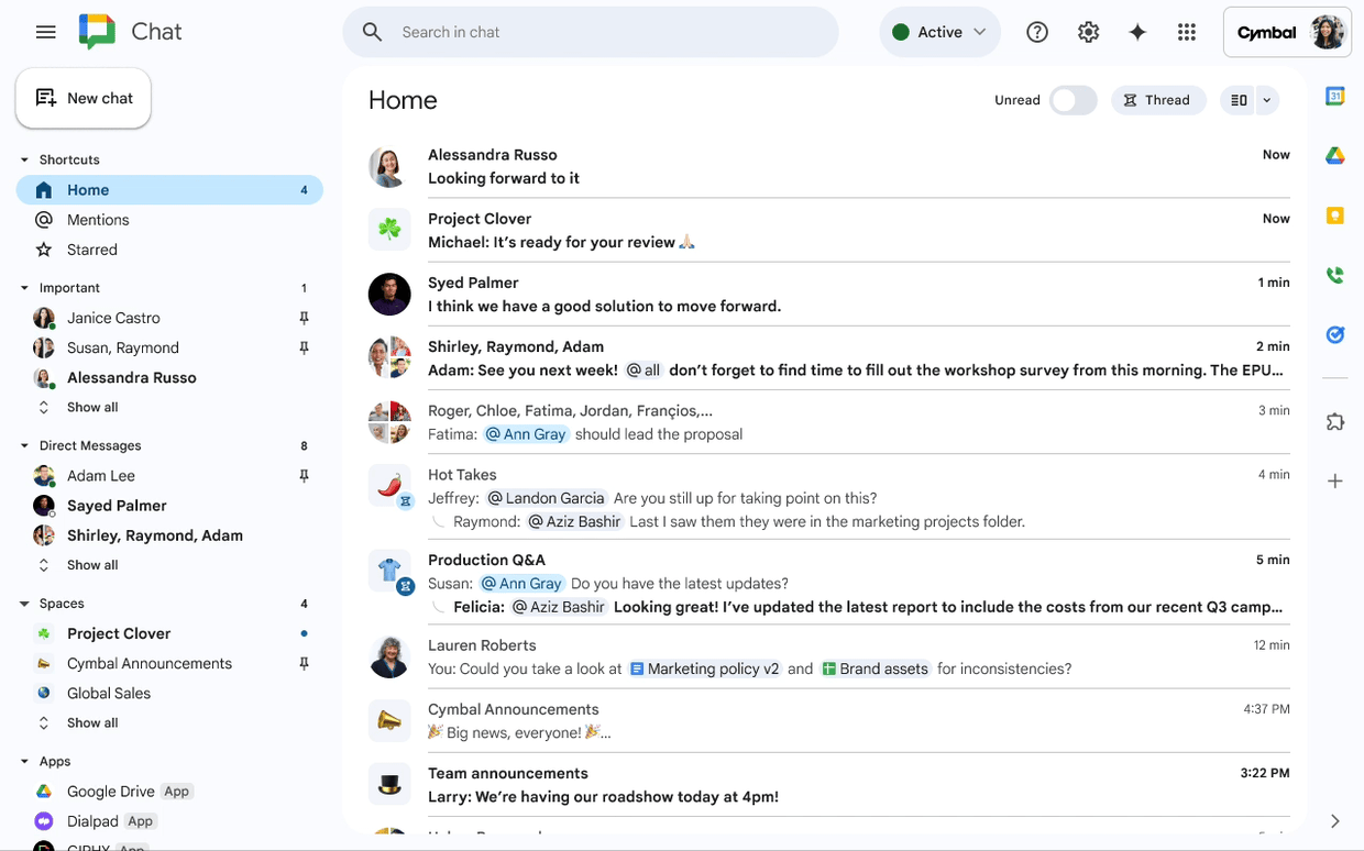 Easily find and navigate your Google Chat conversations by organizing them into custom sections