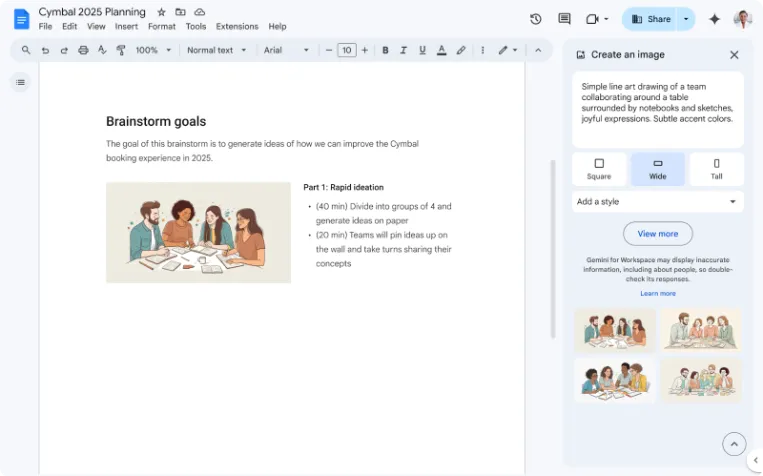 Use Gemini in Google Docs to create unique images for your documents