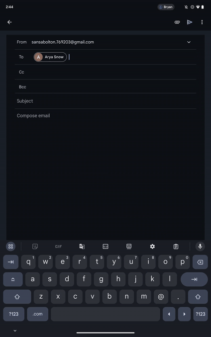 Drag and drop contacts in the addressee fields on your Android device