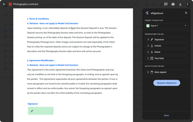 Request an eSignature on PDF files