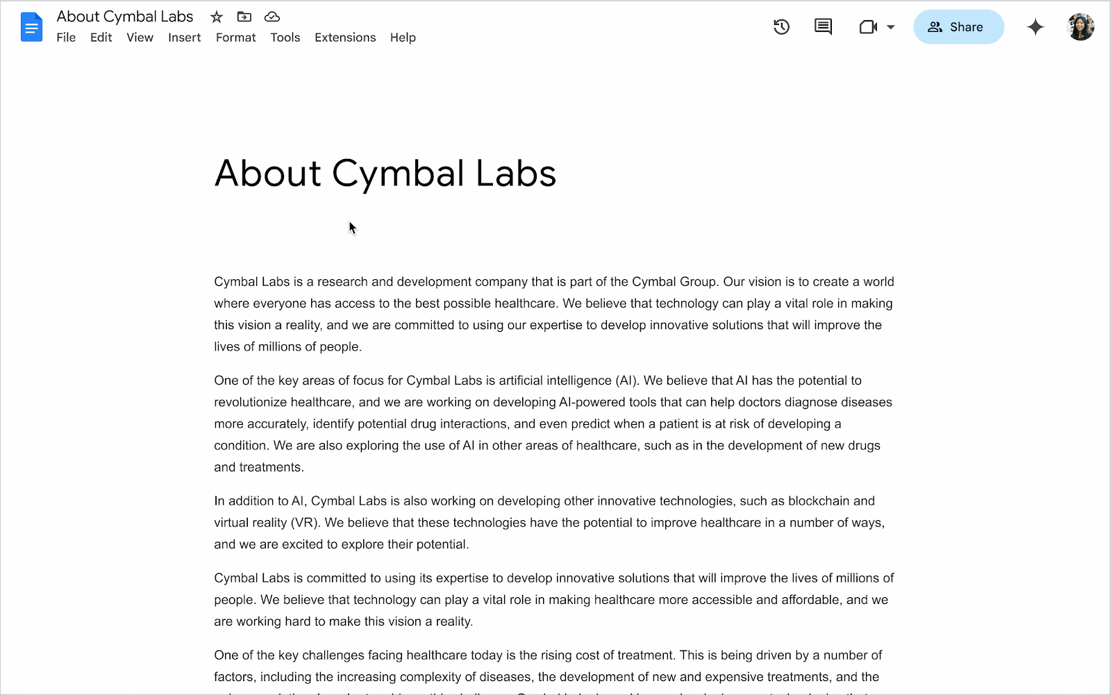 New Gemini powered summary block in Google Docs