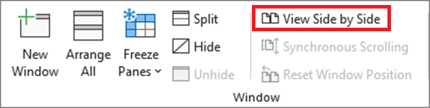 View multiple worksheets side by side in Excel for Mac