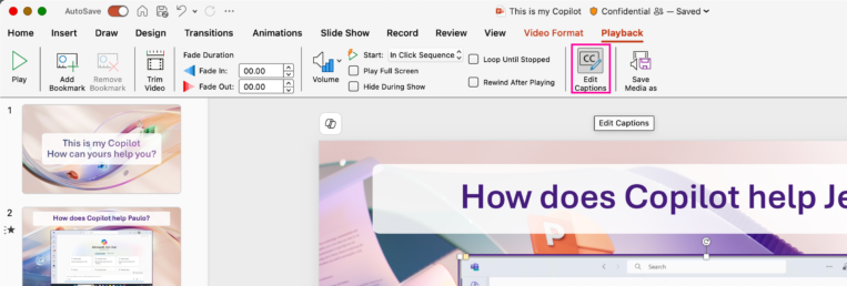 Easily caption videos in PowerPoint for Mac