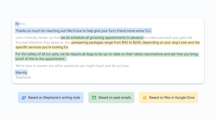 Gmail’s smart replies will use AI to pull context from your inbox and Drive