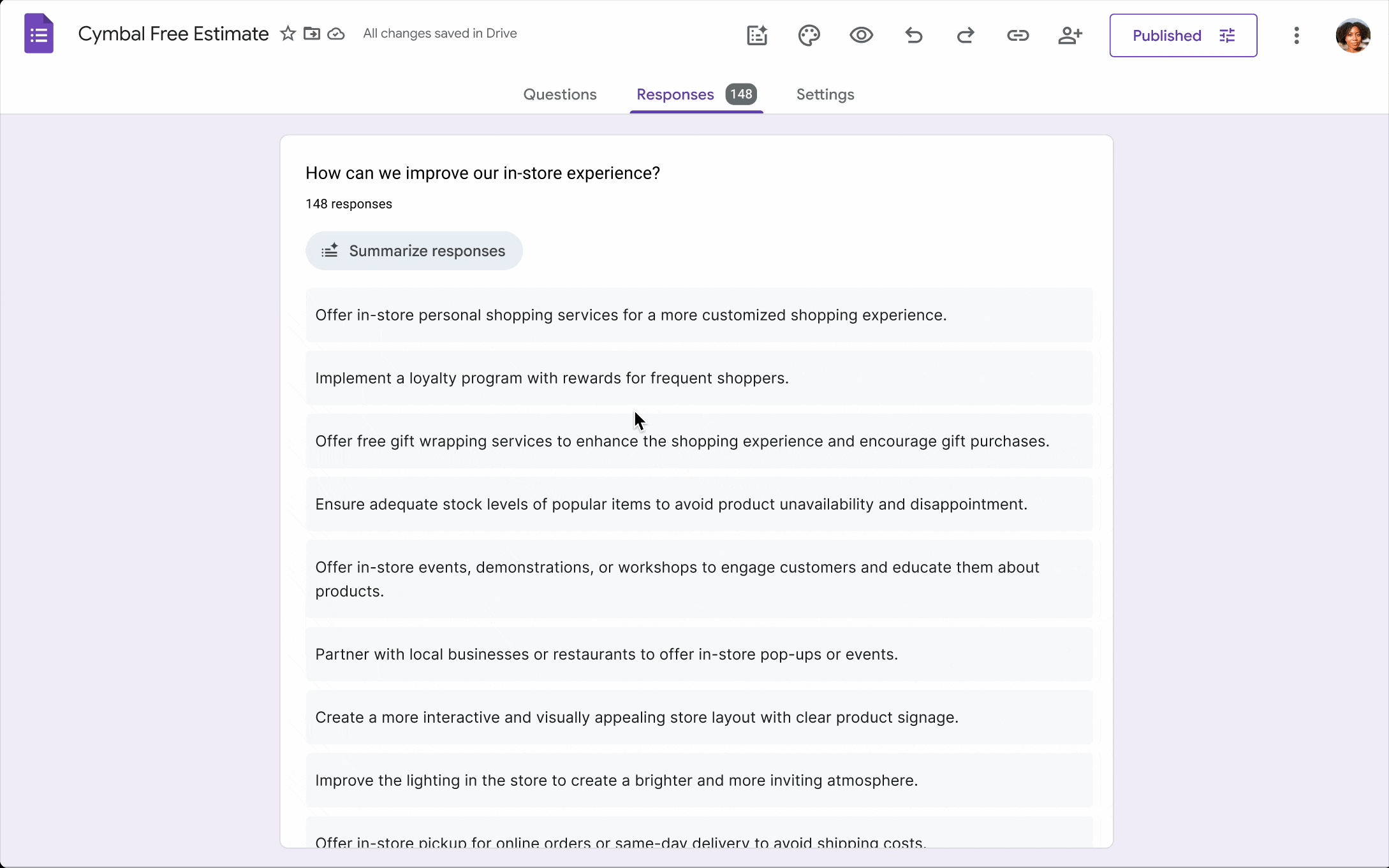 Use Gemini in Google Forms to summarize form responses