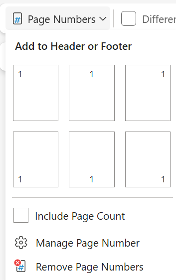 A new header and footer experience in Word for the web