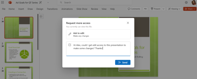 Request more access in Word, Excel, and PowerPoint for web