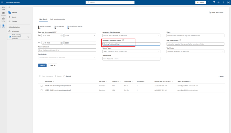 Audit logs for screensharing and Take control for Teams admins