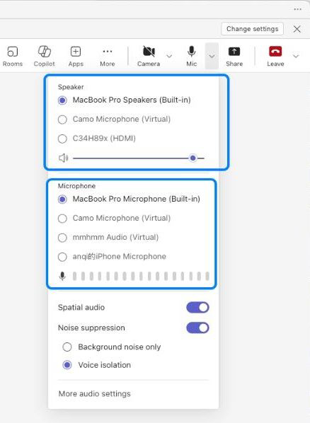 New microphone volume indicator in Teams