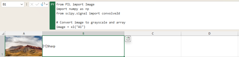 Analyze images with Python in Excel