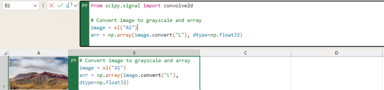 Analyze images with Python in Excel