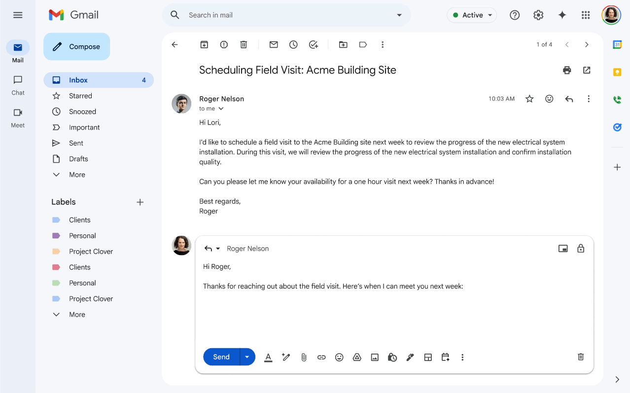Use Help me schedule to easily set up a meeting time over email