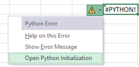 Edit the default initialization for Python in Excel