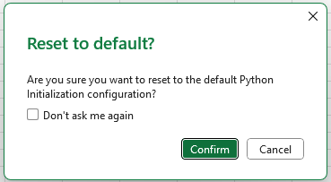 Edit the default initialization for Python in Excel