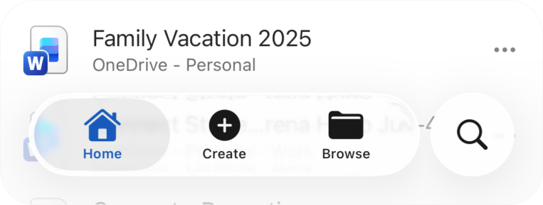 New Liquid Glass look for Word, Excel, PowerPoint on iOS
