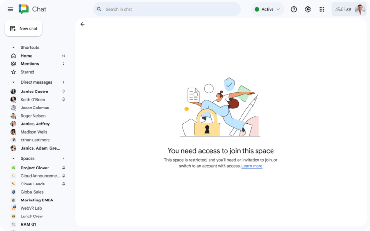 Control join requests in Google Chat spaces