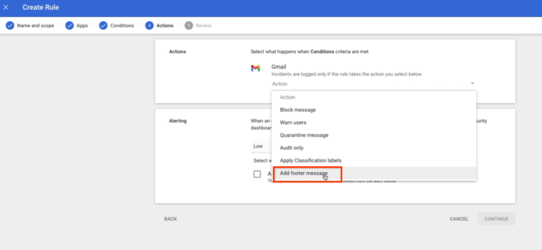 Gmail data classification update: include header or footer message